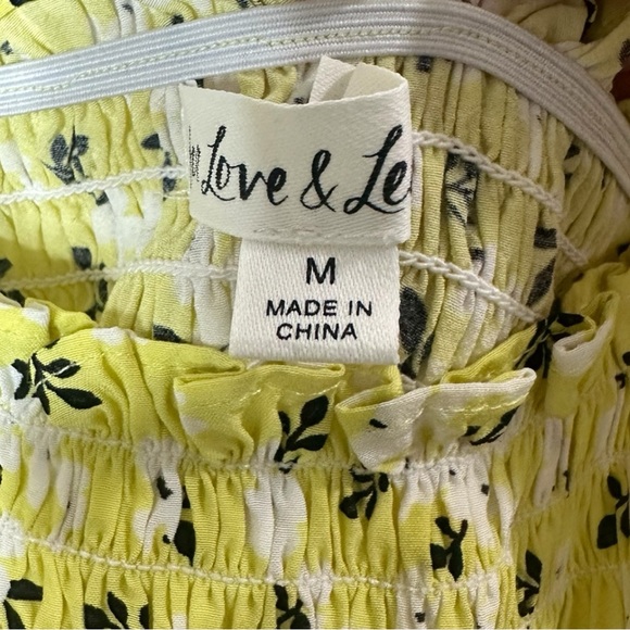 For Love & Lemons Chrysanthemum Mini Dress Lemonade Yellow Floral Medium - Picture 9 of 16